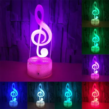 Mūzikas Piezīme 3D LED Optiskā Ilūzija Lampas Jaunums nakts gaisma 7 Krāsas Maiņa Pieskarieties Ieslēdziet Lampu, lai Bērniem Dzimšanas dienas USB&Akumulators