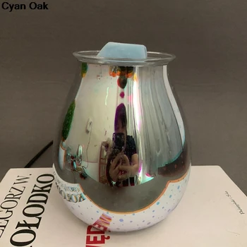Naftas Difuzoru Elektriskā Svece Siltāks Stikla Vasku Izkausēt Siltāks ar 3D Uguņošanas Efektu Nakts Gaisma Pīrāgu Deglis Aromātu Dekoratīvās Lampas