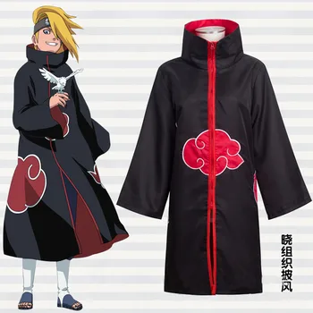 Naruto Akatsuki Apmetnis Sasuke Itachi Vēja Putekļu Mētelis Orochimaru uchiha madara Cosplay Kostīmu plus size XS-5XL