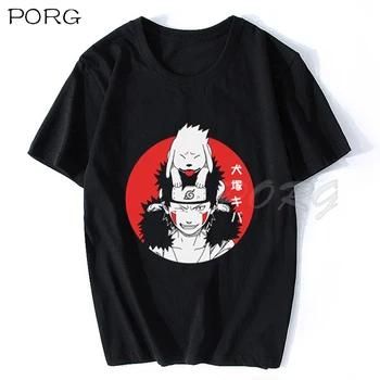 Naruto Anime Inuzuka Kiba Vasaras Gothic Drukāt Japāņu T Krekls Gadījuma O-Veida Kakla Vīriešu T Atdzist Modes T-Krekls Vīriešu T-Veida