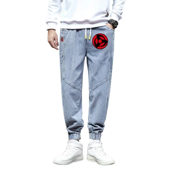 Naruto Anime Vīriešu Džinsi Uchiha Sasuke Džinsa Bikses Hip Pop Treniņbikses Harajuku Streetwear Plus Lieluma Kravas Bikses Pantalones