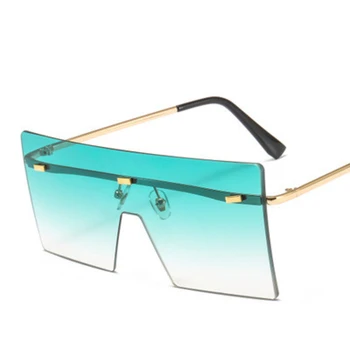 NAUQ modes tendence bezrāmju viens gabals saulesbrilles sievietēm, vīriešiem slīpumu, okeānā, lēca, saules brilles retro kvadrātmetru liels rāmis brilles