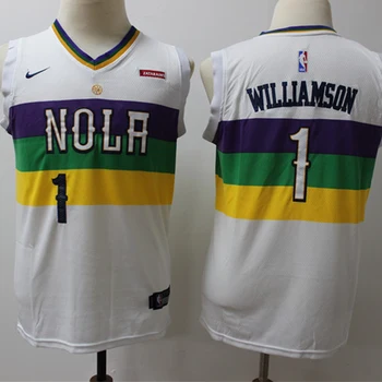 NBA Jaunatnes New Orleans Pelicans #1 Zion Lateef Williamson Basketbola Jersey City Edition Retro Swingman Jersey Acs Bērniem Svīteri