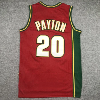 NBA Vīriešu Sietlas SuperSonics #20 Gary Payton Basketbola Svīteri Red Svīteri