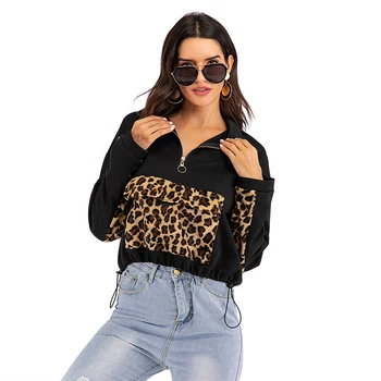 Neatie Kiddie Modes Streetwear Sexy Leopard Raibs Ikdienas Jaka Sieviešu Džemperis Mētelis Pamata Jaka Outwear