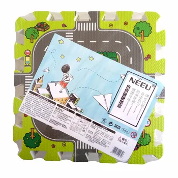 NEEU 9pcs Bērnu EVA Putu Puzzle Spēlēt Paklāja Grīdas Pilsētas Izglītības Ceļu Bloķēšanas Flīzes Satiksmes Maršrutu Unisex (Ne Malas, Robežas)