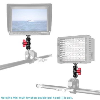 Neewer Mini Multi-Funkciju Dubultu Lodīšu Galvas ar Apavu pievienojams Adapteris Pievienojams 1/4-collu Skrūvi DSLR Kameras LCD Monitors LED Gaismas