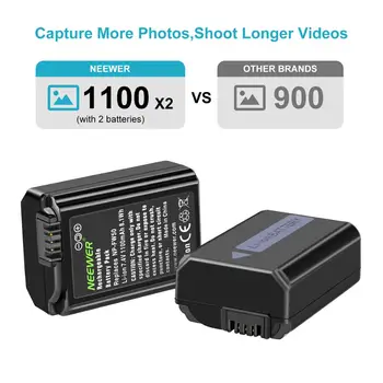 Neewer NP-FW50 Fotokameras Akumulatoru Lādētāja Komplekts Sony (2-Pack Rezerves Baterijas, 1100mAh, Micro USB Ieejas Duālais Lādētājs)