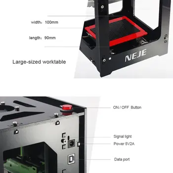 NEJE DK-8-KZ 1000mW/2000mW/3000mW Mini USB Lāzera Gravēšanas Mašīnas Automātisko CNC Koka Router Lāzera Graviera Printer Cutter Cutti