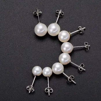 Nekustamā ideāls kārta Dabīgo Saldūdens Pērļu auskariem Sievietēm, 925 sudraba rotaslietas, ar perlamutra ierašanās