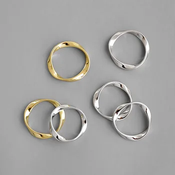 Nekustamā mārciņa 925 sudraba irregualr savīti gredzeni sievietēm anillos mujer, minimālisma saderināšanās gredzenu bague femme rotaslietas