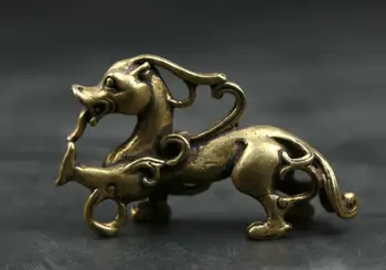 Neliels Retums Ķīniešu Bronzas Dzīvnieku Pixiu Pi Xiu Unicorn Zvērs Bagātību Statuja