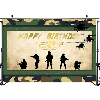 NeoBack Armijas Zīme Happy Birthday Fotogrāfija Backdrops Zēna Dzimšanas dienas svinības Banner Rotā Foto Fona
