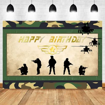 NeoBack Armijas Zīme Happy Birthday Fotogrāfija Backdrops Zēna Dzimšanas dienas svinības Banner Rotā Foto Fona