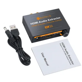 Neoteck HDMI Audio Extractor Converter 2160P 4K x 2K HDMI uz HDMI Optical Toslink RCA L/R Adapteri, 5.1 CH/2.0 ch/ Pass Audio Režīms