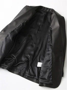 Nerazzurri Melna pu ādas sieviešu žakete ar garām piedurknēm vienu pogu Plus lieluma jakas Pavasara ādas jaka Sieviešu modes 2020