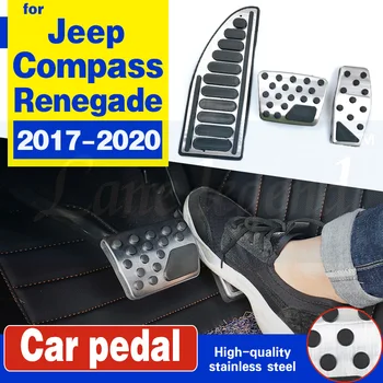 Nerūsējošā Tērauda Akseleratora Pedāli, Bremžu Pedāļi Vāka Atpūtas Pedāļi Jeep Compass 2017-2020 Renegade Auto Kāju Aksesuāri