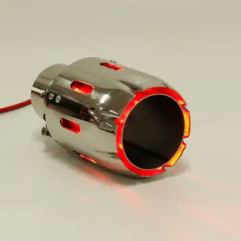 Nerūsējošā Tērauda Izplūdes Muffler Padoms 63mm JO 101mm NO w/ Zila Sarkana LED Gaisma ar Skavu
