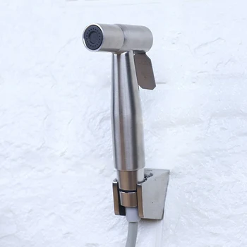 Nerūsējošā tērauda Tualetes smidzināšanas pistoli Rokas Bidē Jaucējkrāns Vannas istaba Hip dušas Tīrīšanas Pieskarieties Spiediena ūdens sprauslu 4