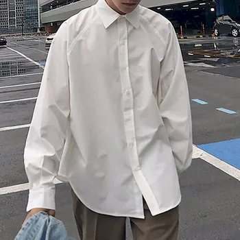 Neto Sarkani Krekli Vīriešu Krekls Cvk tīrtoņa Krāsu garām piedurknēm Blūze korejas Baltās Blūzes Ins Rudens Ikdienas Topi Japāņu Modes