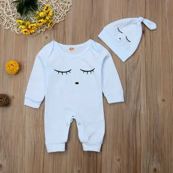 New Baby Boy Apģērbs, Apģērbs ar garām Piedurknēm Romper Jumpsuit Bodysuit Playsuit Zila Acs Karikatūra Bērnu kostīmi