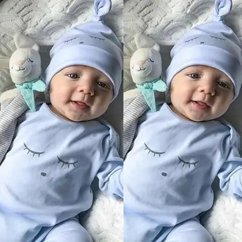 New Baby Boy Apģērbs, Apģērbs ar garām Piedurknēm Romper Jumpsuit Bodysuit Playsuit Zila Acs Karikatūra Bērnu kostīmi