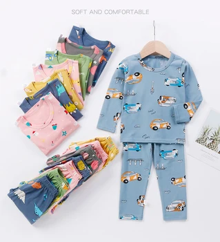 New Baby Bērnu Pidžamas Komplekti Kokvilnas Toddler Meitenēm Pidžamas Bērniem Sleepwear Zēni Naktsveļu Rudens Long-sleeve T+elsas Pidžamas