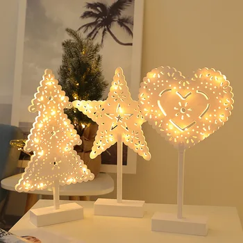 New Star Sirds Mīlestību Nakts Gaisma Akumulatora enerģiju, Galda Lampa, LED Ziemassvētku Eglīte Formas Gaismas Mājās Rakstāmgalda Guļamistaba Rotājumi