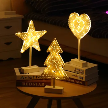 New Star Sirds Mīlestību Nakts Gaisma Akumulatora enerģiju, Galda Lampa, LED Ziemassvētku Eglīte Formas Gaismas Mājās Rakstāmgalda Guļamistaba Rotājumi