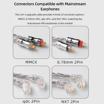 NiceHCK C24-Jaunināšanas 3 Stieples 24 Core Sudraba Pārklājumu Vara Austiņu Kabeli 3.5 mm/2,5 mm/4.4 mm MMCX/NX7/QDC/0.78 2Pin ST-10s YTAO