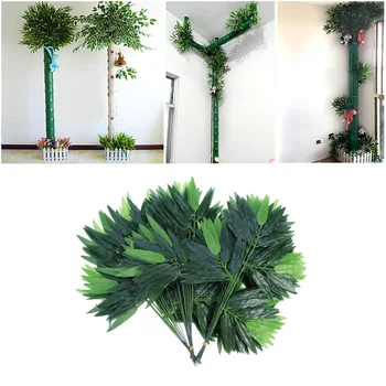 NICEXMAS Jaunu 50 gab Mākslīgo Zaļo Bambusa Lapām Viltus Zaļie Augi Zaļumi Atstāj Mājas, Viesnīcas, Biroja Apdare