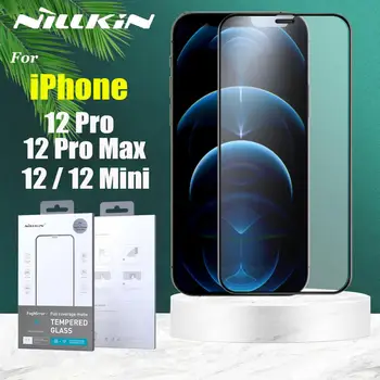Nillkin Anti-pirkstu Nospiedumu Matēts Rūdīts Stikls iPhone 12 12 Mini Pro, Max Stikla Ekrāna Aizsargs, Pilns Pārklājums Stikla