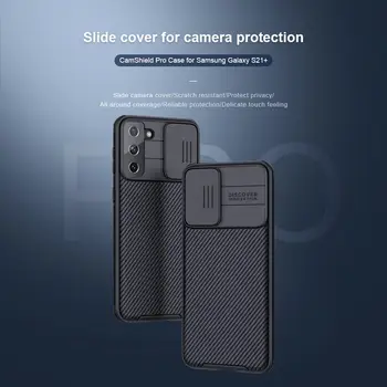 Nillkin Kameras Aizsardzībai Gadījumā, ja Samsung Galaxy S21 Plus S21 Ultra Matēta Grūti PC Teksturētu Neilons Mīksta TPU Flip Ādas Vāks