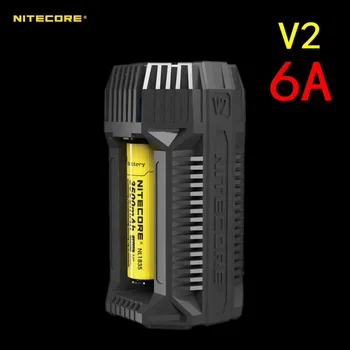 NITECORE V2 6A 2-Kanālu-Auto Ātra Akumulatoru Lādētājs ar 12V Lihteris Adapteri un USB Porti, par 18650 RCR123A 17650 14500 AA