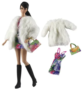 NK 2020 3 Set Lelle Kleita Ziemas Apģērbu Roku darbs ClothesTop Modes Mētelis Super Modelis Apģērbs Par Barbie Lelle Piederumi 103A 3X
