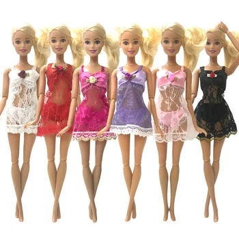 NK 6 Set Lelle Krāsains Pidžamu Kleita Apakšveļa Apakšveļa Krūšturis Mežģīņu Kleita Drēbes Par Barbie Lelle Piederumi Dāvanu Bērniem DZ