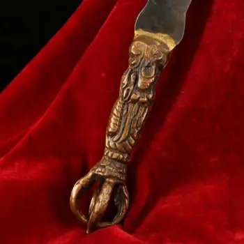 No Tibetiešu templis, roku darbs melnā dzelzs Manjusri zobenu, Aizsargs māja, exorcise ļaunajiem gariem auspicious lielisks instruments
