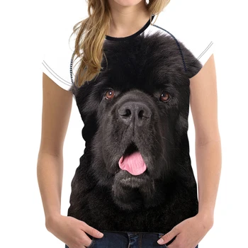 NoisyDesigns Modes Sieviešu Vasaras T Krekli 3D Ņūfaundlendas Suns Drukāt Tshirt, lai Tīņi, Meitenes O Apkakli, Īsām Piedurknēm Top Tee Mujer