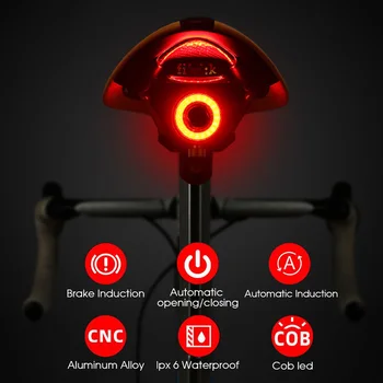 Noliktavā Smart Velosipēda Aizmugurējās Gaismas, Auto Start/Stop Bremžu Uzrādi IPx6 Ūdensizturīgs USB Maksas riteņbraukšana Asti Taillight Velosipēdu LED Gaismas