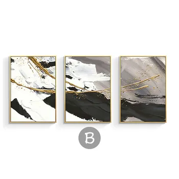 Nordic style 3 gabalus kopā, Darinātas eļļas gleznu abstraktu, melnā un baltā ainavu sienas mājās decoartion, lai dzīvojamā istaba
