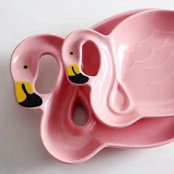 Nordic Style Flamingo Formu Keramikas Trauku Dekoratīvās Uzglabāšanas Paliktnis Pārtikas Plāksnes Rotaslietas, Renes, Gredzeni, Aproces Turētāju Radošo Dāvanu