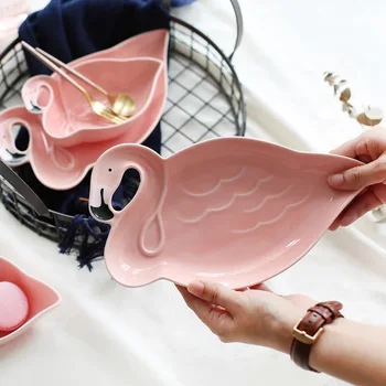 Nordic Style Flamingo Formu Keramikas Trauku Dekoratīvās Uzglabāšanas Paliktnis Pārtikas Plāksnes Rotaslietas, Renes, Gredzeni, Aproces Turētāju Radošo Dāvanu