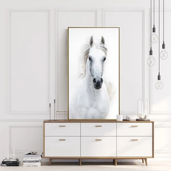 Nordic Style White Horse Kanvas Glezna Plakāti Un Izdrukas Quadros Mūsdienīga Sienas Māksla, Attēlu, Viesistaba, Mājas Dekoru Cuadros