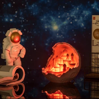 Novedades Bērniem Nakts Apgaismojums Nakts Gaisma 3D Drukas Mēness Pils Lampu, Piemēram, Mēness Lampas Kā Dāvana Raķešu Lampas Mīļāko Radošo Dāvanu