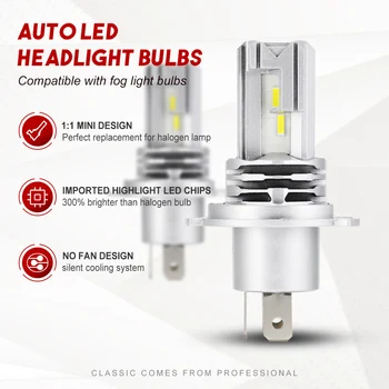 NOVSIGHT Mini Auto H4, H7 LED led Lukturu Spuldzes H9 H8, H11 LED Lampas H7 12v 24v 9005 HB3 9006 HB4 Auto Lukturi, Miglas lukturis Komplekts