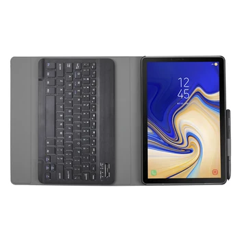 Noņemams Case For Samsung Galaxy Tab 10.1' 2019 T510 T515, WiFi, Bluetooth Klaviatūru Uzsist Ādas Vāks+Pildspalvu Turētājs