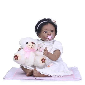NPK Silikona Atdzimis Bērnu Lelle bērnu rotaļu biedrs Dāvana Meitenēm 22Inch Dzīva Lelle Vinila Mīkstās Rotaļlietas Bebes Atdzimis Brinquedo Dāvanas