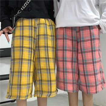 NYOOLO Harajuku hip hop pleds augsta vidukļa rāvējslēdzēju plaša kāju bikses sieviešu vīriešu Rudens streetwear zaudēt elastīgs viduklis jogger bikses