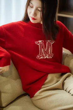 O-veida Kakla gadījuma zaudēt sieviešu džemperis kašmira vilnas džemperis ar garām piedurknēm džemperis ziemas Tendenci jaunu produktu