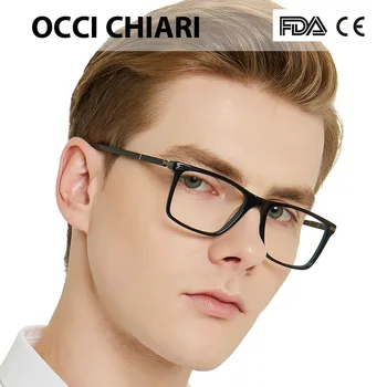 OCCI CHIARI Vīriešu Brilles Rāmi, Optiskās brilles Rāmis Modes melnās brilles skaidrs, Kvadrātveida briļļu receptes W-CERINA